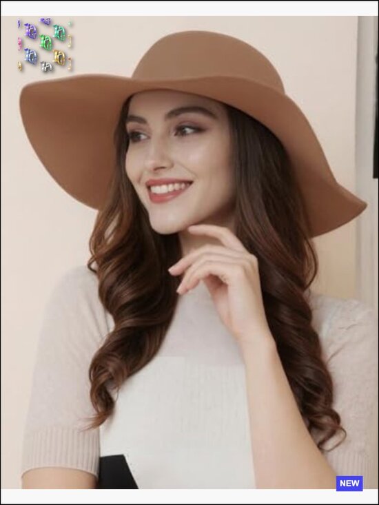 100% Wool Foldable Wide Brim Retro Fedora Floppy Felt Bowler Hat Adjustable main image 4